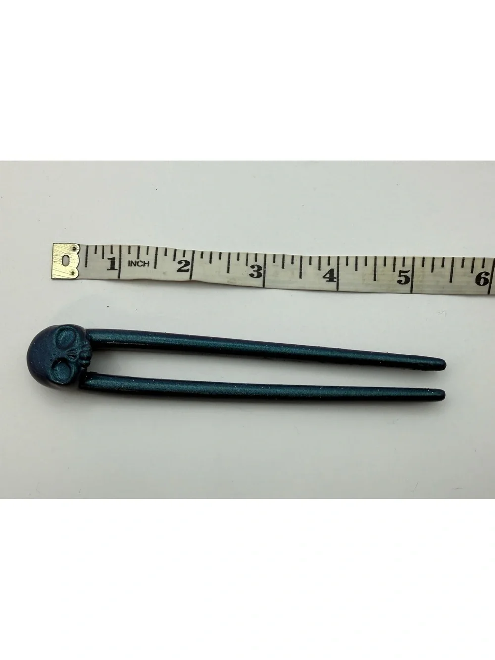 Set‎ of Gothic Skull Hair Sticks – Iridescent Double‑Prong Resin Hairpins